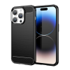 Gigapack Szilikon telefonvédő (közepesen ütésálló, légpárnás sarok, szálcsiszolt, karbon minta) FEKETE Apple iPhone 15 Plus