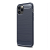 Gigapack Szilikon telefonvédő (közepesen ütésálló, légpárnás sarok, szálcsiszolt, karbon minta) SÖTÉTKÉK Apple iPhone 12 Pro Max
