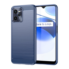 Gigapack Szilikon telefonvédő (közepesen ütésálló, légpárnás sarok, szálcsiszolt, karbon minta) SÖTÉTKÉK Realme C35 tok és táska