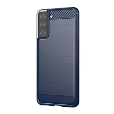 Gigapack Szilikon telefonvédő (közepesen ütésálló, légpárnás sarok, szálcsiszolt, karbon minta) SÖTÉTKÉK [Samsung Galaxy S21 Plus (SM-G996) 5G] tok és táska