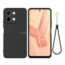 Gigapack Szilikon telefonvédő (matt, mikrofiber plüss karcolásmentesítő belső, prémium + kézpánt) FEKETE (GP-160963) tok és táska