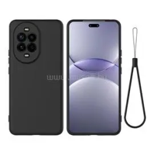 Gigapack Szilikon telefonvédő (matt, mikrofiber plüss karcolásmentesítő belső, prémium + kézpánt) FEKETE (GP-168195) tok és táska