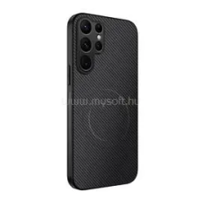 Gigapack Szilikon telefonvédő (műanyag hátlap, karbon minta, mágneses) FEKETE (GP-182308) tok és táska