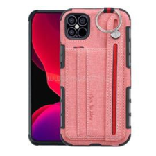 Gigapack Szilikon telefonvédő (ütésállóság, asztali tartó, kártyazseb, textil hátlap + kézpánt) RÓZSASZÍN (GP-100269) tok és táska