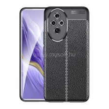 Gigapack Szilikon telefonvédő (ütésállóság, bőr hatású, varrás minta) FEKETE (GP-159536) tok és táska