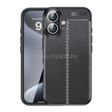Gigapack Szilikon telefonvédő (ütésállóság, bőr hatású, varrás minta) FEKETE (GP-160126) tok és táska