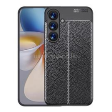 Gigapack Szilikon telefonvédő (ütésállóság, bőr hatású, varrás minta) FEKETE (GP-165131) tok és táska