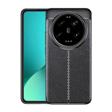 Gigapack Szilikon telefonvédő (ütésállóság, bőr hatású, varrás minta) FEKETE Xiaomi 14 Ultra tok és táska