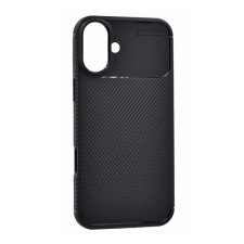 Gigapack Szilikon telefonvédő (ütésállóság, légpárnás sarok, karbon minta) FEKETE Apple iPhone 16 tok és táska