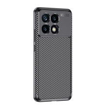 Gigapack Szilikon telefonvédő (ütésállóság, légpárnás sarok, karbon minta) FEKETE Xiaomi Poco F6 Pro tok és táska