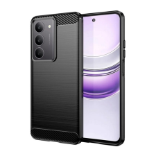 Gigapack Szilikon telefonvédő (ütésállóság, légpárnás sarok, szálcsiszolt, karbon minta) FEKETE Realme C75 4G tok és táska