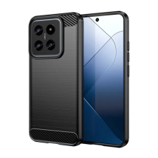 Gigapack Szilikon telefonvédő (ütésállóság, légpárnás sarok, szálcsiszolt, karbon minta) FEKETE Xiaomi 14 5G tok és táska