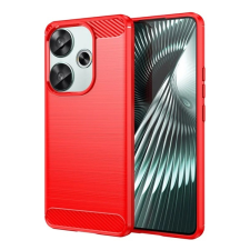 Gigapack Szilikon telefonvédő (ütésállóság, légpárnás sarok, szálcsiszolt, karbon minta) PIROS Xiaomi Poco F6 tok és táska