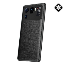 Gigapack Szilikon telefonvédő (valódi bőr bevonat) FEKETE Xiaomi Mi 11 Ultra 5G tok és táska