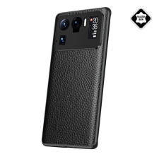 Gigapack Szilikon telefonvédő (valódi bőr bevonat) FEKETE [Xiaomi Mi 11 Ultra 5G] tok és táska