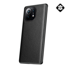 Gigapack Szilikon telefonvédő (valódi bőr hátlap) FEKETE [Xiaomi Mi 11 5G] (5996591039824) tok és táska