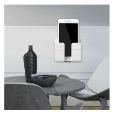 Gigapack Telefon tartó állvány (univerzális, műanyag, öntapadó, falra rögzíthető, 9.9 x 8.6 x 2.8cm) FEHÉR mobiltelefon kellék
