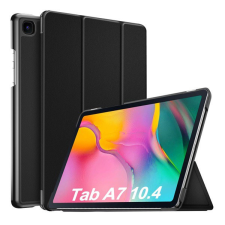 Gigapack Tok álló, bőr hatású (aktív FLIP, oldalra nyíló, TRIFOLD asztali tartó funkció) FEKETE [Samsung Galaxy Tab A7 10.4 (2020) LTE SM-T505] tablet tok