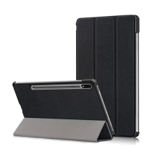 Gigapack Tok álló, bőr hatású (aktív FLIP, oldalra nyíló, TRIFOLD asztali tartó funkció, S Pen tartó) FEKETE [Samsung Galaxy Tab S7 FE 5G (SM-T736)] (5996591102023) tablet tok
