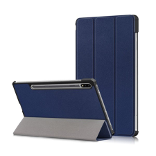 Gigapack Tok álló, bőr hatású (aktív FLIP, oldalra nyíló, TRIFOLD asztali tartó funkció, S Pen tartó) SÖTÉTKÉK [Samsung Galaxy Tab S7 LTE (SM-T875)] (5996591109466) tablet tok