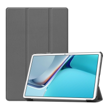 Gigapack Tok álló, bőr hatású (aktív FLIP, oldalra nyíló, TRIFOLD asztali tartó funkció) SZÜRKE Huawei MatePad 11 WIFI (DBY-W09) tablet tok
