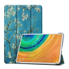 Gigapack Tok álló, bőr hatású (aktív FLIP, oldalra nyíló, TRIFOLD asztali tartó funkció, virág minta) KÉK Huawei MatePad Pro LTE (MRX-AL19), Huawei MatePad Pro WIFI (MRX-W19)