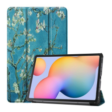 Gigapack Tok álló, bőr hatású (aktív FLIP, oldalra nyíló, TRIFOLD asztali tartó funkció, virág minta) KÉK [Samsung Galaxy Tab S6 Lite 10.4 LTE (SM-P619) 2022] (5996457966080) tablet tok