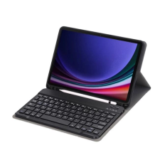 Gigapack tok álló, bőr hatású (FLIP, bluetooth billentyűzet, asztali tartó, QWERTY, angol nyelvű, ceruza tartó) FEKETE [Samsung Galaxy Tab S9 LTE] (GP-147090) tablet tok