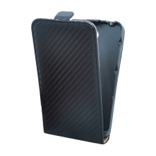 Gigapack Tok álló, bőr hatású (FLIP, lefelé nyíló, karbon minta) FEKETE Sony Xperia E4 (E2105) tok és táska