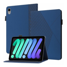 Gigapack Tok álló, bőr hatású (FLIP, oldalra nyíló, asztali tartó funkció, 3D rombusz minta, prémium, Apple Pen tartó) SÖTÉTKÉK Apple IPAD mini 6 (2021) tablet tok