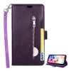 Gigapack Tok álló, bőr hatású (FLIP, oldalra nyíló, asztali tartó funkció, cipzáras pénztárca, csuklópánt) LILA Apple iPhone XR 6.1