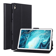 Gigapack Tok álló, bőr hatású (FLIP, oldalra nyíló, asztali tartó funkció, karbon minta) FEKETE [Huawei MediaPad M6 10.8 LTE] (5996457906178) tablet tok