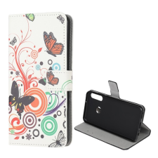 Gigapack Tok álló, bőr hatású (FLIP, oldalra nyíló, asztali tartó funkció, pillangó, kör minta) FEHÉR Huawei Y6p tok és táska