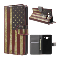 Gigapack Tok álló, bőr hatású (FLIP, oldalra nyíló, asztali tartó funkció, zászló minta) USA [Samsung Galaxy J2 (SM-J200)] tok és táska