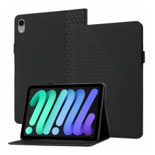 Gigapack Tok álló, bőr hatású (FLIP, oldalra nyíló, bankkártya tartó, asztali tartó funkció, 3D rombusz minta) FEKETE Apple IPAD mini 6 (2021) tablet tok