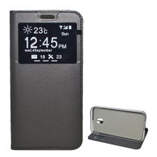 Gigapack Tok álló, bőr hatású (FLIP, oldalra nyíló, hívókijelzés, asztali tartó funkció, View Window) SZÜRKE Samsung Galaxy J3 (2017) SM-J330 EU tok és táska