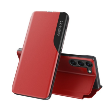 Gigapack Tok álló, ECO bőr hatású (aktív FLIP, oldalra nyíló, asztali tartó, ablakos) PIROS Samsung Galaxy S24 (SM-S921) tok és táska