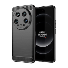 Gigapack Xiaomi 14 Ultra szilikon telefonvédő (ütésállóság, légpárnás sarok, szálcsiszolt, karbon minta) fekete tok és táska