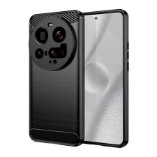 Gigapack Xiaomi 15 Ultra szilikon telefonvédő (ütésállóság, légpárnás sarok, szálcsiszolt, karbon minta) fekete tok és táska