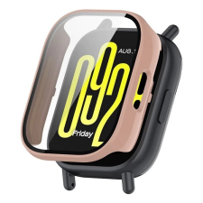 Gigapack Xiaomi Redmi Watch 5 Active műanyag keret (bumper, ütésállóság + kijelzővédő üveg) rózsaszín okosóra kellék