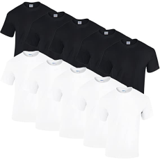 GILDAN 10 db-os csomagban Gildan kereknyakú pamut póló, fehér-fekete-3XL