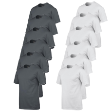 GILDAN 12 db-os csomagban Gildan 5000 kereknyakú pamut póló, charcoal-fehér-3XL