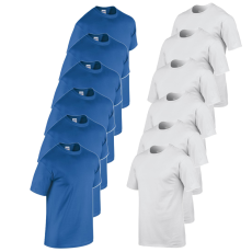 GILDAN 12 db-os csomagban Gildan 5000 kereknyakú pamut póló, királykék-fehér-S