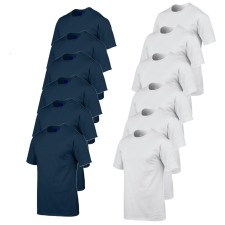 GILDAN 12 db-os csomagban Gildan 5000 kereknyakú pamut póló, sötétkék-fehér-2XL férfi póló