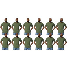 GILDAN 12 db-os pólócsomag Gildan GI3000 körkötött rövid ujjú férfi pamut póló, Military Green-S