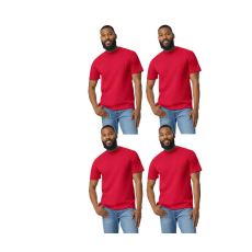 GILDAN 4 db-os pólócsomag Gildan GI3000 körkötött rövid ujjú férfi pamut póló, Red-S