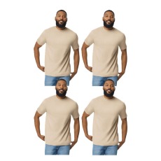 GILDAN 4 db-os pólócsomag Gildan GI3000 körkötött rövid ujjú férfi pamut póló, Sand-XL