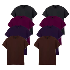 GILDAN 8 db-os, 4 színes csomagban Gildan kereknyakú póló, Black, Maroon, Blackberry, Dark Chocolate-XL