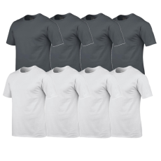 GILDAN 8 db-os csomagban Gildan kereknyakú pamut póló, charcoal-fehér-L