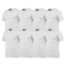 GILDAN 8 db-os csomagban Gildan kereknyakú pamut póló, fehér-3XL
